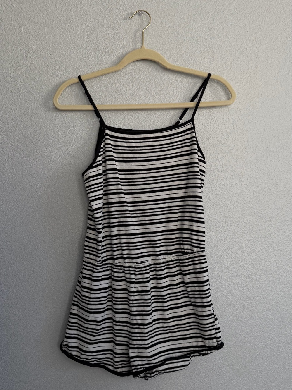 Mossimo Supply Co. Black and White Striped Spaghetti Strap Romper